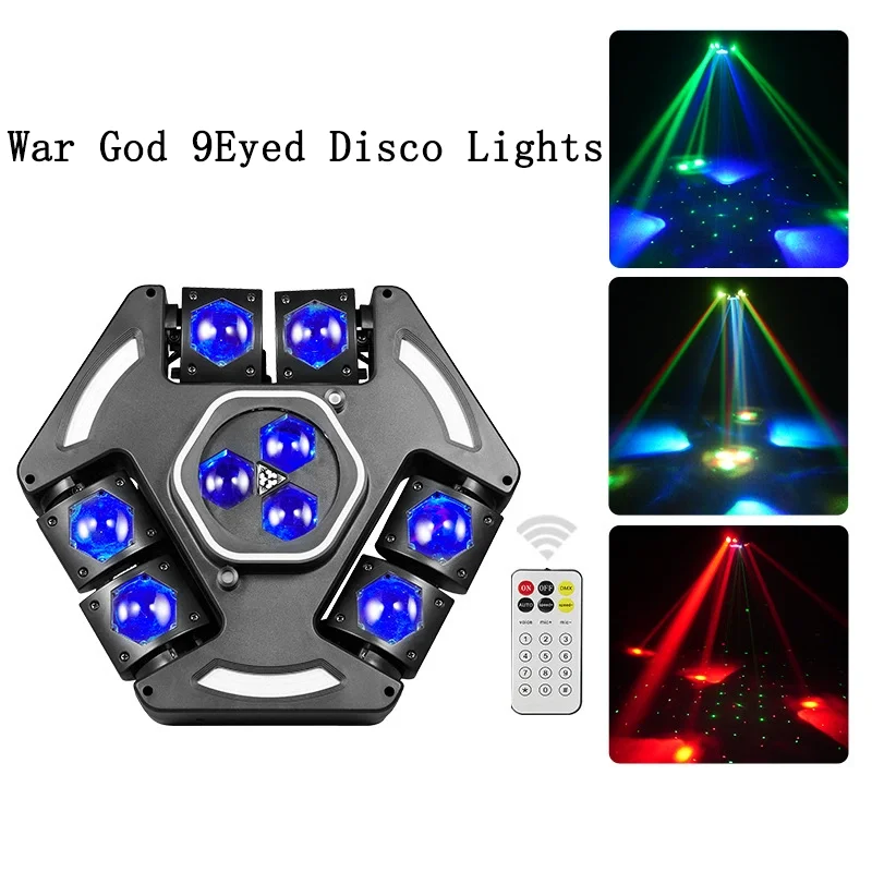

150W 9-Eyes RGBW Moving Head DJ Lights With Halo Effect Stage Light DMX512 Party Lights DJ Disco Lights Beam Strobe Effect