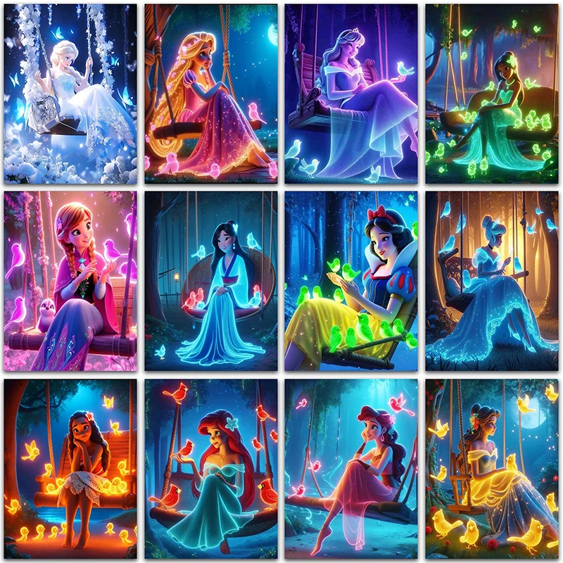 

Disney princess Diamond Painting kits Tinker Snow White Bell Frozen Home Decor Full Square&Round mosaic embroidery Cross stitch