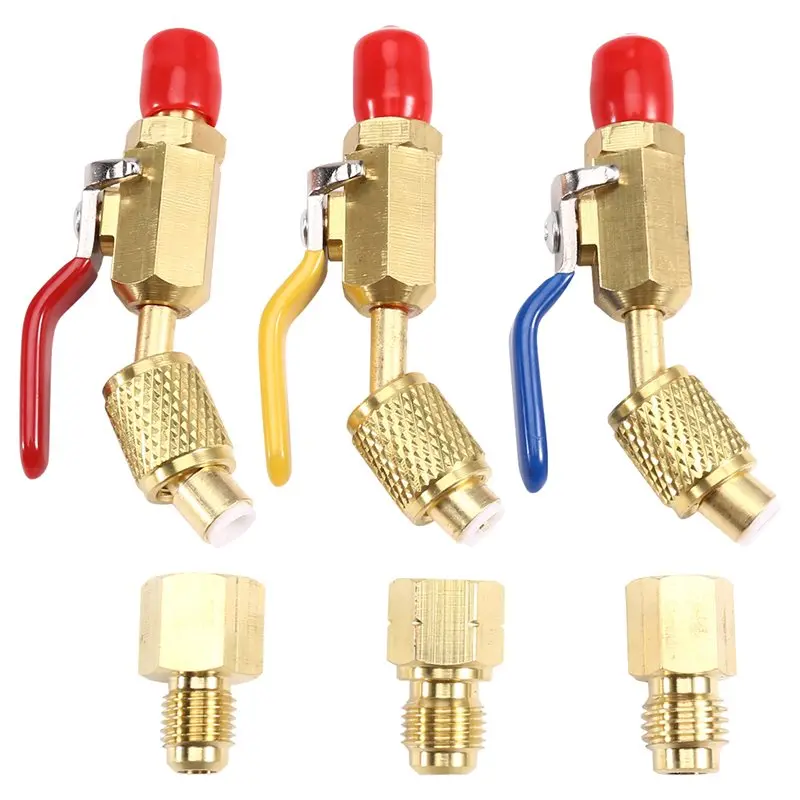 

Комплект угловых компактных шаровых кранов ABBN-3 для хладагентов R410A, R134A, R12, R22, R502, для заправочных шлангов систем кондиционирования и охлаждения, автозапчасть