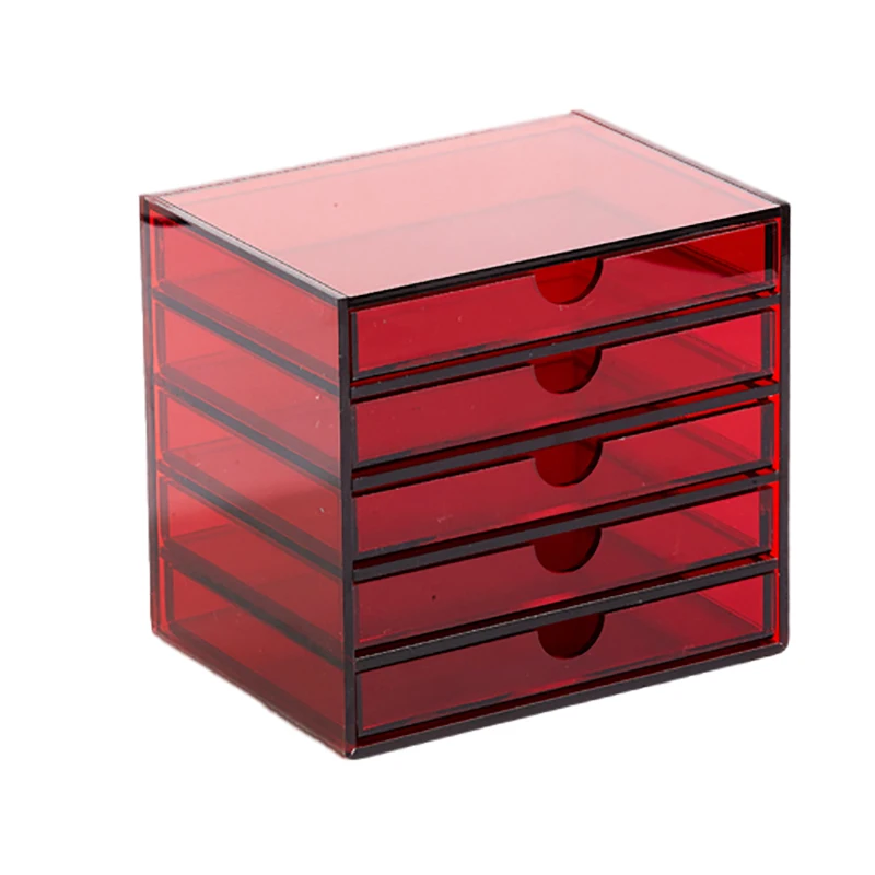 

Акриловый кристаллический красный ящик для хранения Der pe, органайзер для ювелирных изделий, косметических аксессуаров, прозрачный дизайн, ручная работа Crt