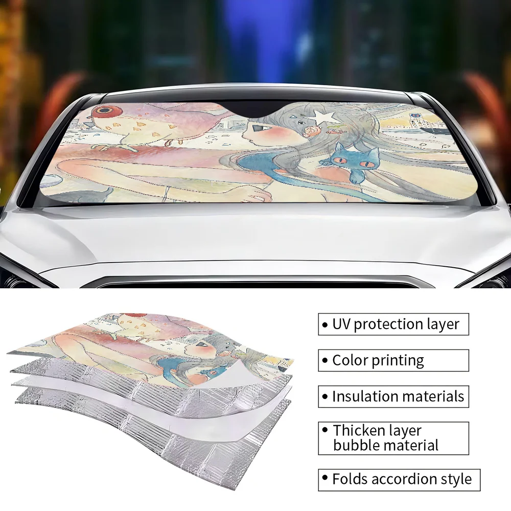 Aya Takano Personalized Windshield Sunshade Car Cover Sun Shade Auto Sun Visor Car-covers Car Solar Protection