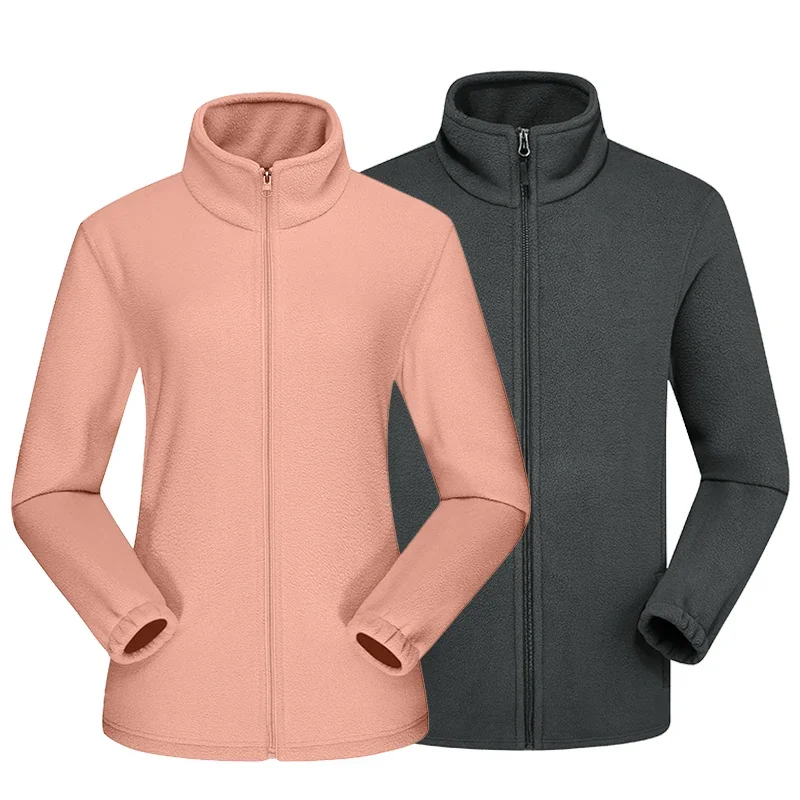 Women Men\'s Streetwear Lightweight Full Zip Soft Polar Softshell Fleece Hiking Jacket Outdoor Recreation Coat With Zipper Pocket