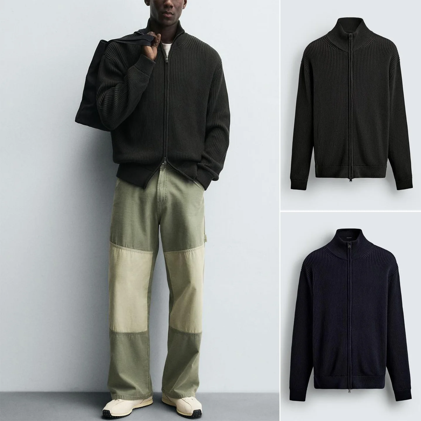 

Casual Knitted Zipper Sweater Men's Slim Fit Straight Leg Knitwear Autumn Winter New Sle Polyester Fiber Long Sve Coat