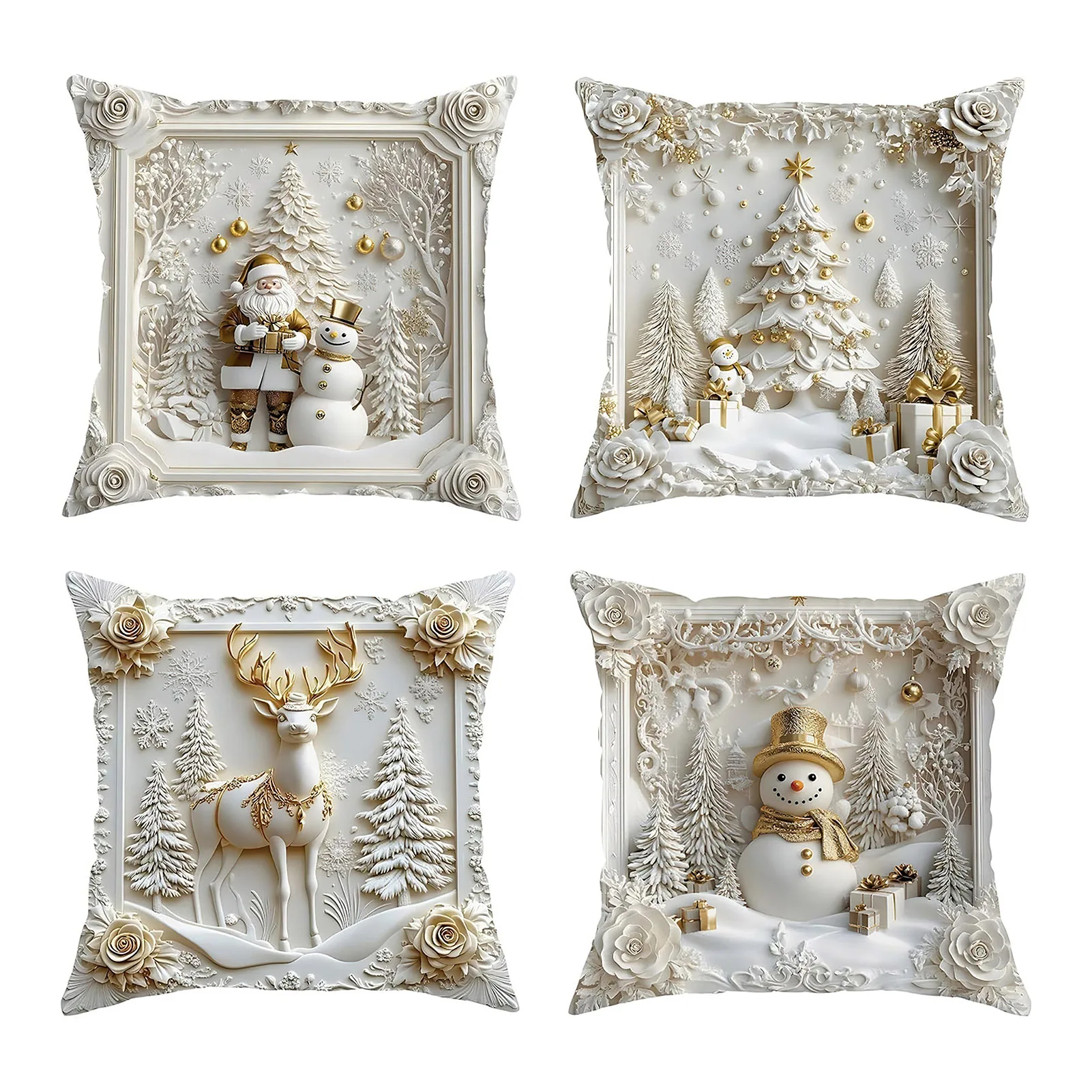 

For Christmas Cushion Covers Set Elegant Holiday Decorative Pillow Covers For Festive Sofa Couch Decor