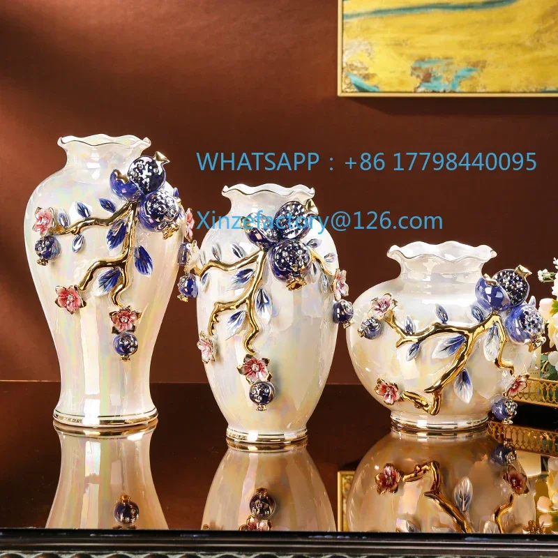 Customizable European ceramic vase ornament luxury high-end living room flower arrangement home dining table entrance TV cabinet