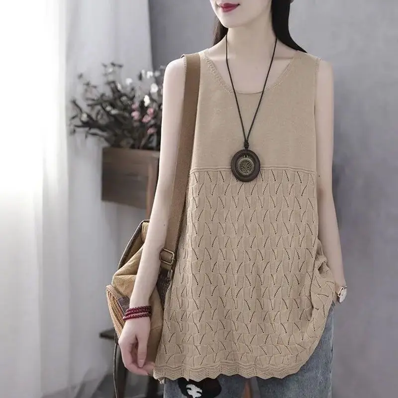 

Korean Pullover V-neck Sleeveless Sweater Mid-length Vest for Women New Autumn and Winter Style College Style Loose