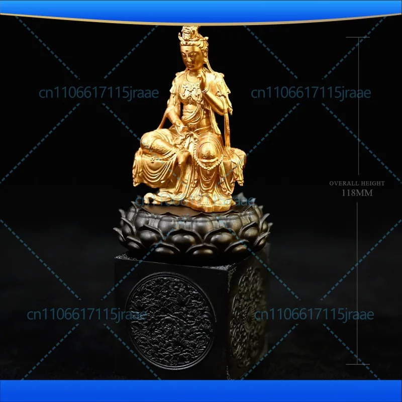 Sculpture and Statues Home Furnishings 118MM Resin Crafts Home Desktop Ornaments Guanyin Bodhisattva Gold Edition