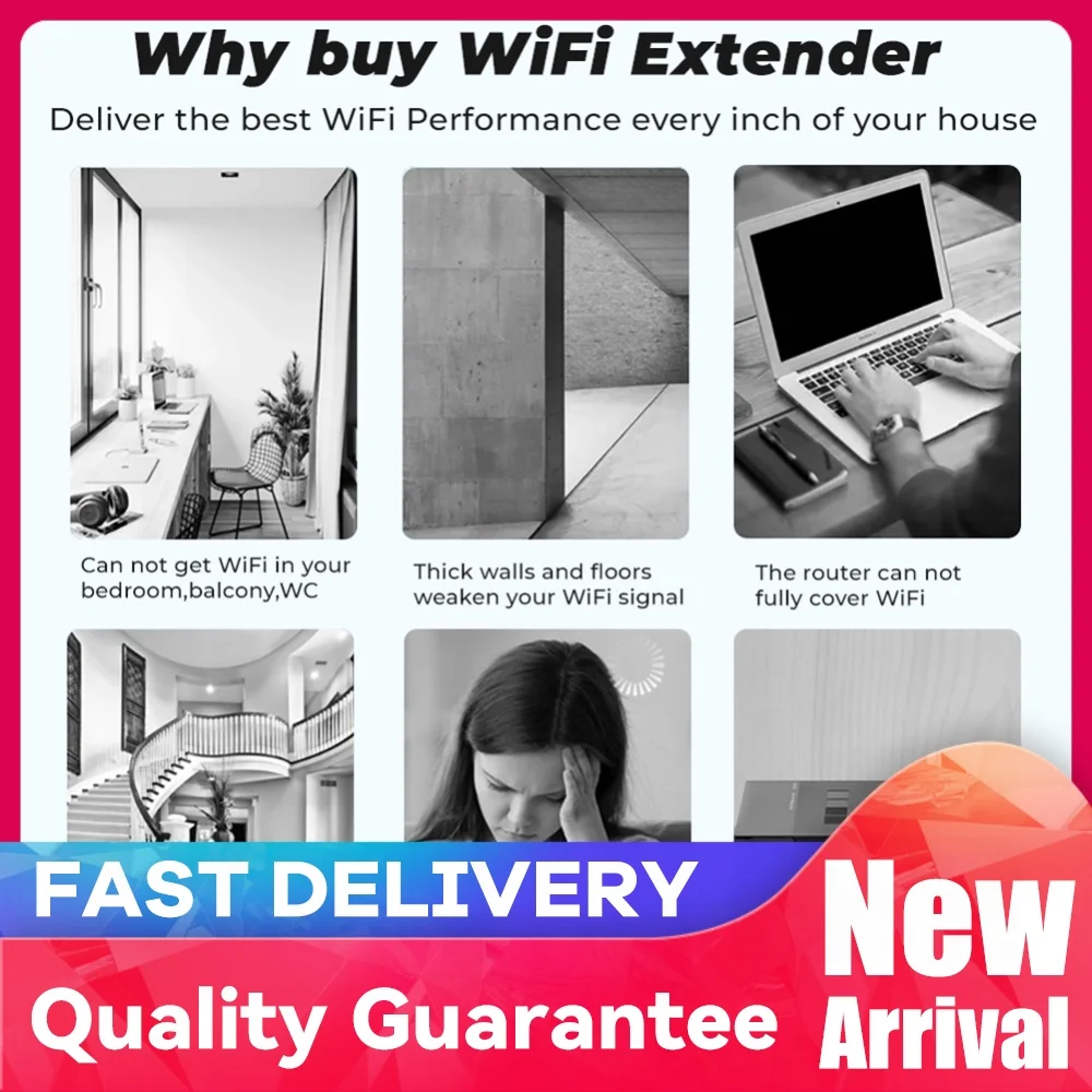 Wireless WiFi Repeater External Four Antennas Network Expander Router Signal Enhancement Simple To Setup for Home