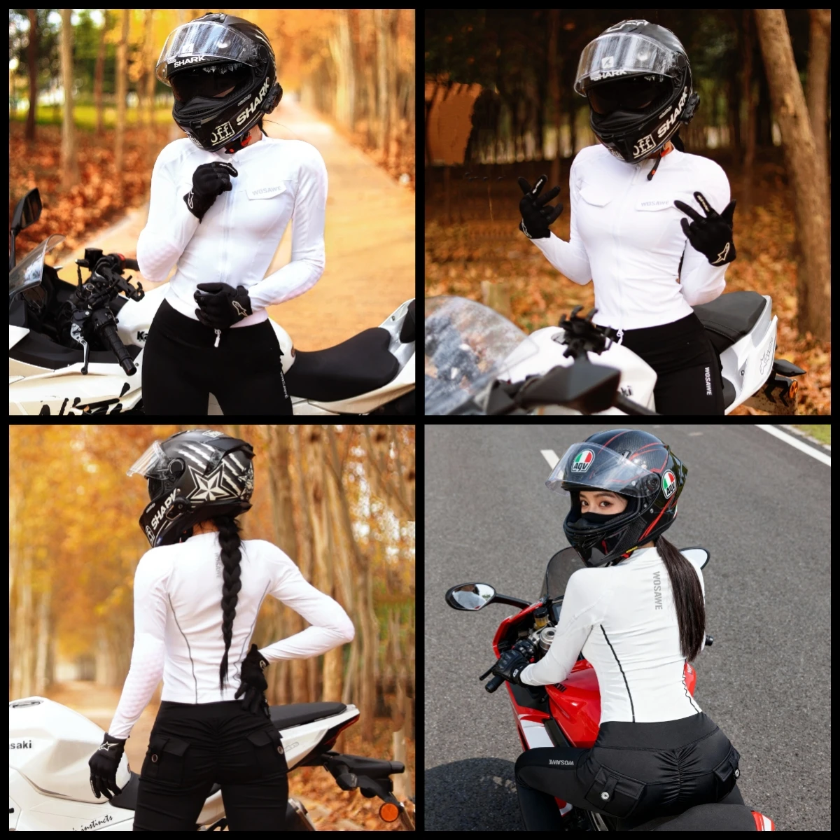 WOSAWE النساء دراجة نارية لينة درع كامل الجسم الخريف الشتاء دراجة نارية سترة واقية موتوكروس سباق السراويل منصات المعتمدة CE