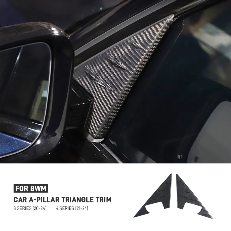 

For BMW 3 Series G20 G28 2020-2024 Real Carbon Fiber Car A-pillar Triangle Trim Cover Decorative Sticker Interior Accessories