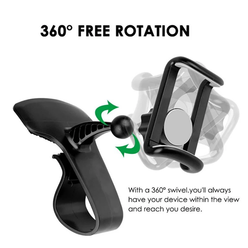 360 Degree Car Dashboard Phone Holder GPS Car Mount Phone Holder Stand Flexible Hud Clip on Cradle Phone Bracket