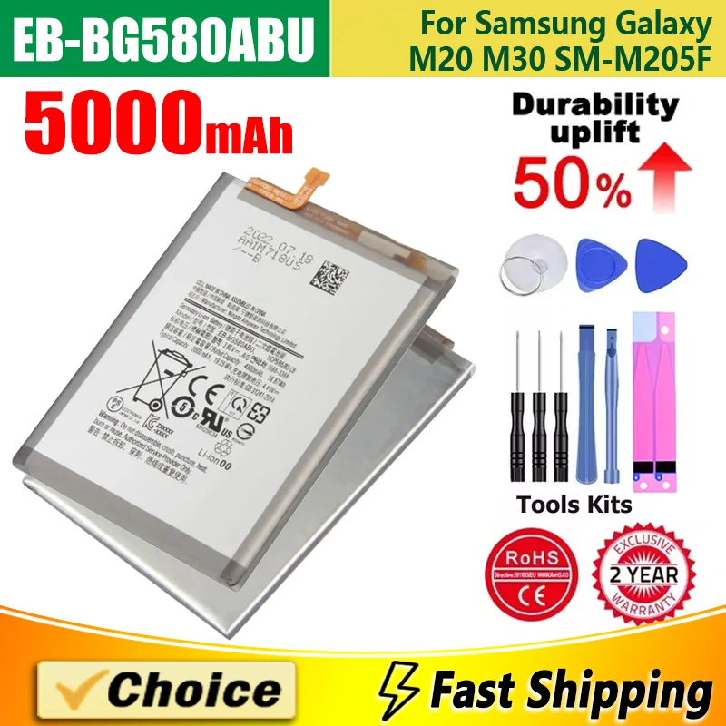 

EB-BG580ABU,Brand New Replacement Phone Lithium Battery+Tool,For Samsung Galaxy M20 M30 SM-M205F,5000mAh