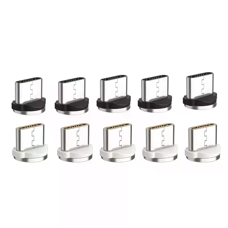 10Pcs Type C Magnetic Charging Head 2.4A Fast Charge Data Transmission Replacement Aluminum Alloy Connector