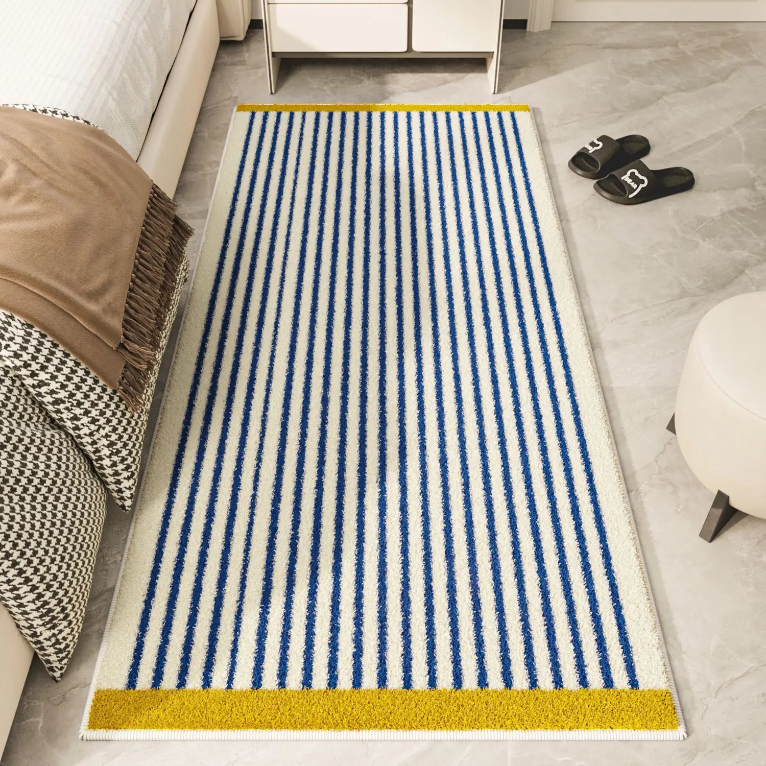 VIKAMA الدوبامين مخطط السجاد غرفة الديكور لينة غرفة نوم السرير البساط غرفة المعيشة وسادة أريكة الشتاء الديكور