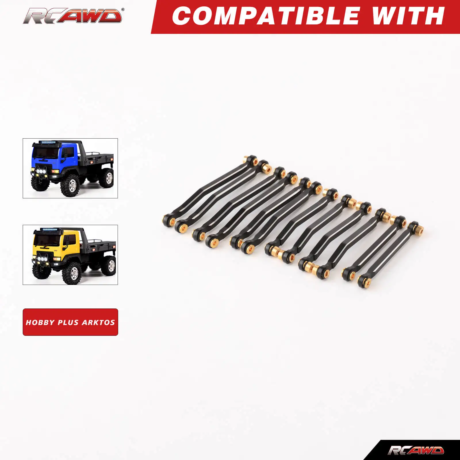 RCAWD 12pcs Metal Steering Tie Rod Links Linkage Set for HOBBYPLUS HOBBY PLUS ARKTOS 1/18 CR-18P 6x6 Links Set Upgrades Parts