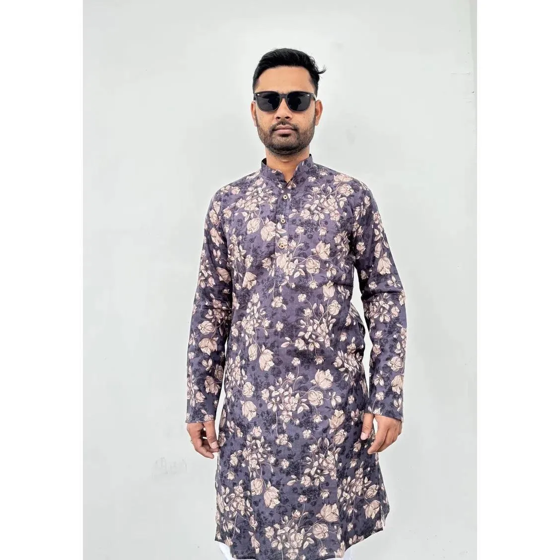 

Мужские свободные мусульманские рубашки Kurtta на весну и стойке, кафтан с длинным рукавом, мусульманская рубашка Thobe, одежда Abaya Camisas в национальном стиле