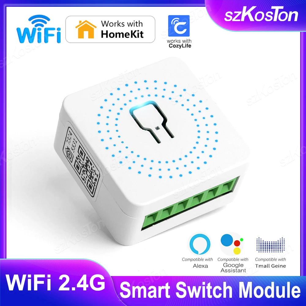 16A WiFi Smart Switch Module Home Appliance Light Switches Voice Control Works with HomeKit Siri Alexa Google Cozylife APP