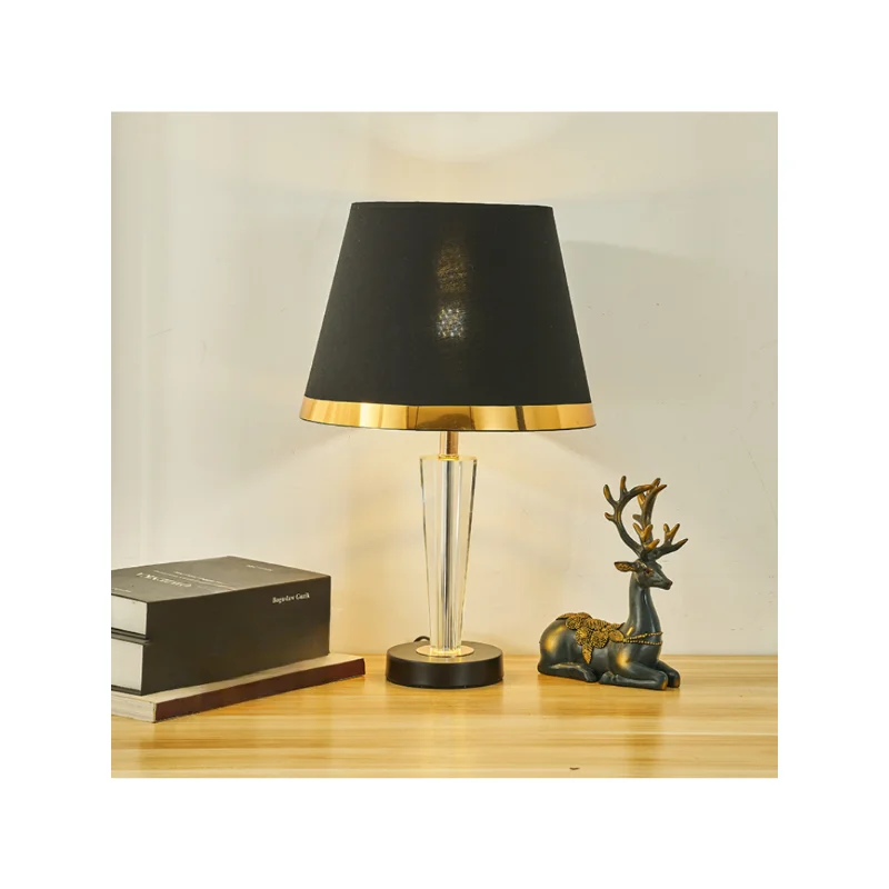 Durable Using Modern Pvc Crystal Black Living Room Decoration Touch Switch Luxury Table Lamp