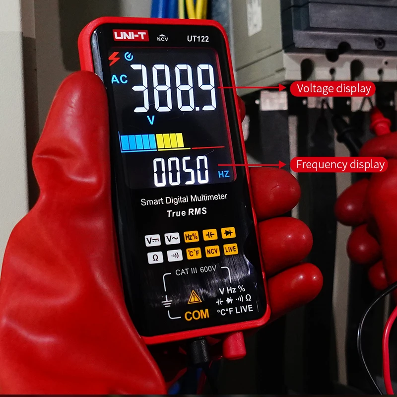 Multímetro Digital inteligente UNI-T UT121 UT122, voltímetro de frecuencia de capacitancia de resistencia de voltaje CA CC, multímetro profesional