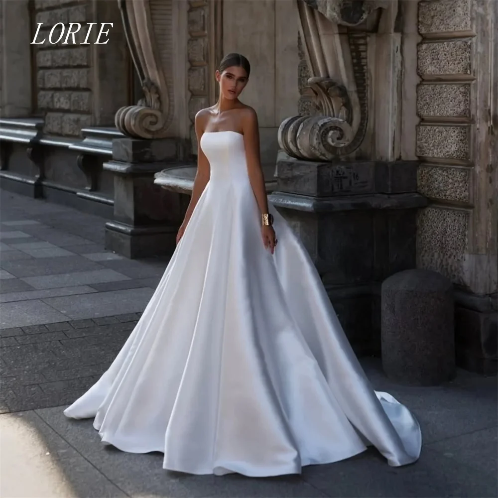 

LORIE Luxury A Line Wedding Dress Strapless Bridal Dresses Elegant Disposition Wedding Gown Customized 2026