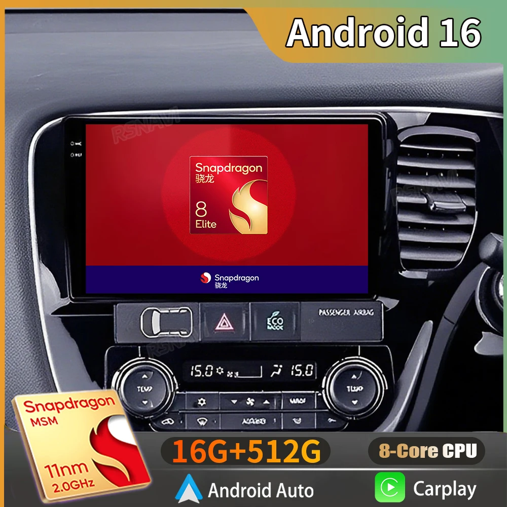 Radio Multimedia para Auto con Android 16 para Mitsubishi Outlander 3 2012-2018, Pantalla QLED 2K, Reproductor de Video, GPS, 4G, CarPlay