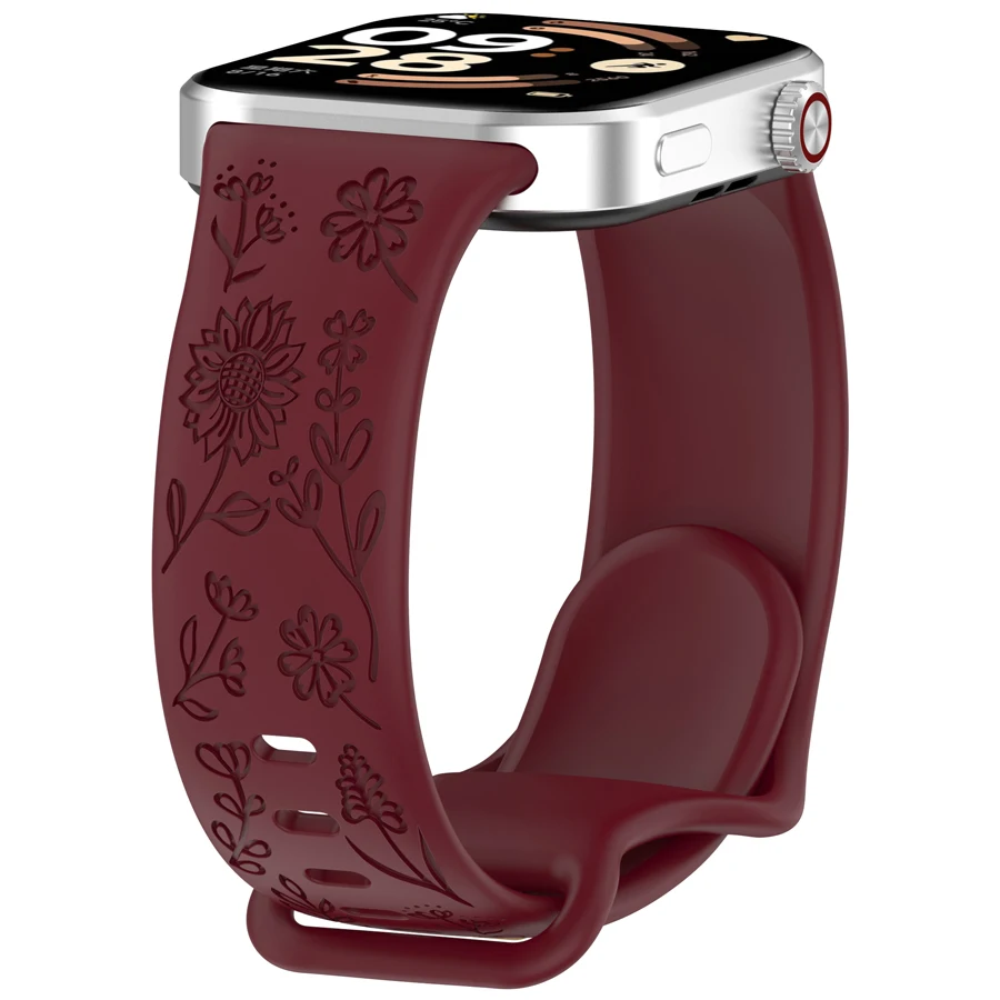 3D-gegraveerde bloemenband voor Xiaomi Mi Smart Band 8 Pro/9 Pro/10 Pro vervangende sport polsband voor Redmi Watch 4 5 6 armband