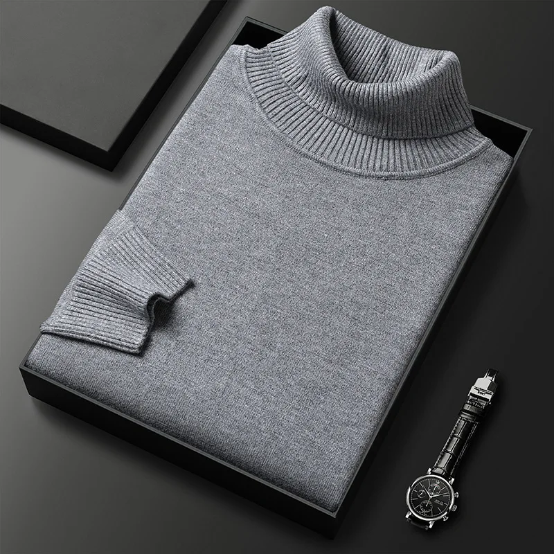 Autumn and Winter Men Cashmere Sweater Men\'s Wool Pullover High Collar Soft and Warm Pullover Knitted Sweater Men\'s Sweater