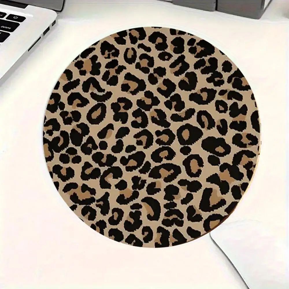 لوحة ماوس صغيرة مستديرة بطبعة الفهد، حصيرة ماوس للكمبيوتر المحمول للمنزل والمكتب، مكتب ألعاب، ملحقات الكمبيوتر المحمول، مكتب داخلي #6
