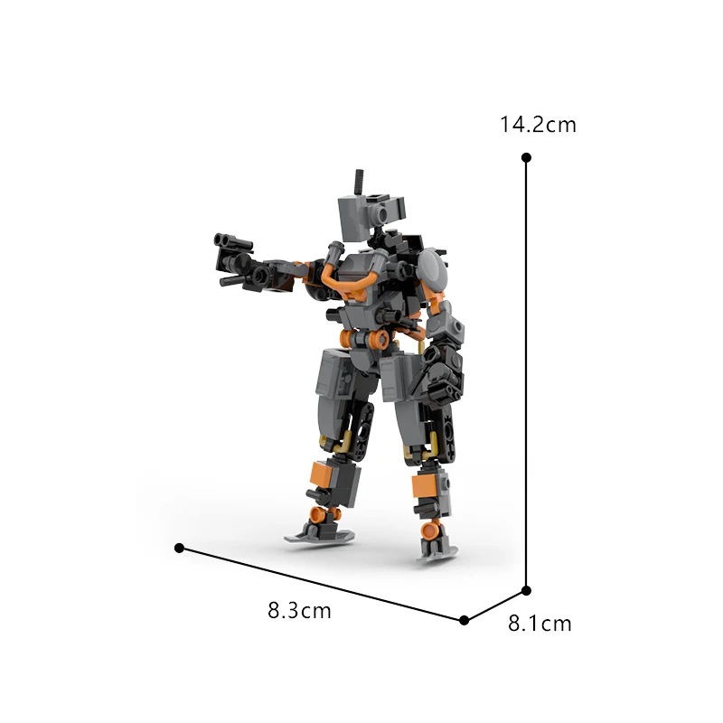 BuildMoc Mini Orange Exoskeleton Soldier Mecha Building Blocks Kit High-Tech Warfare Robot Model Bricks DIY Toys Children Gifts