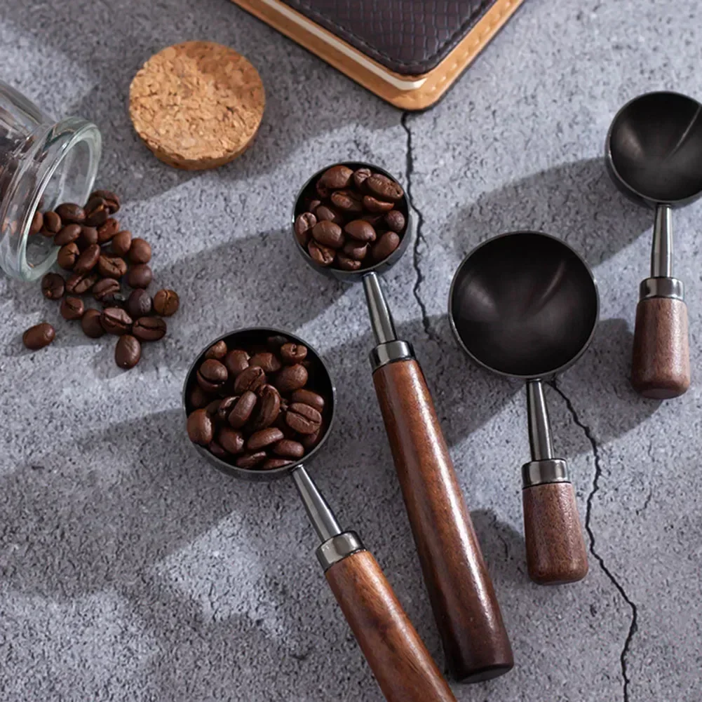 1 Pcs Walnut Wooden Measuring Spoon Scoop Coffee Beans Bar Kitchen Home Baking Tool Measuring Cup Measuring Tools For Kitchen
