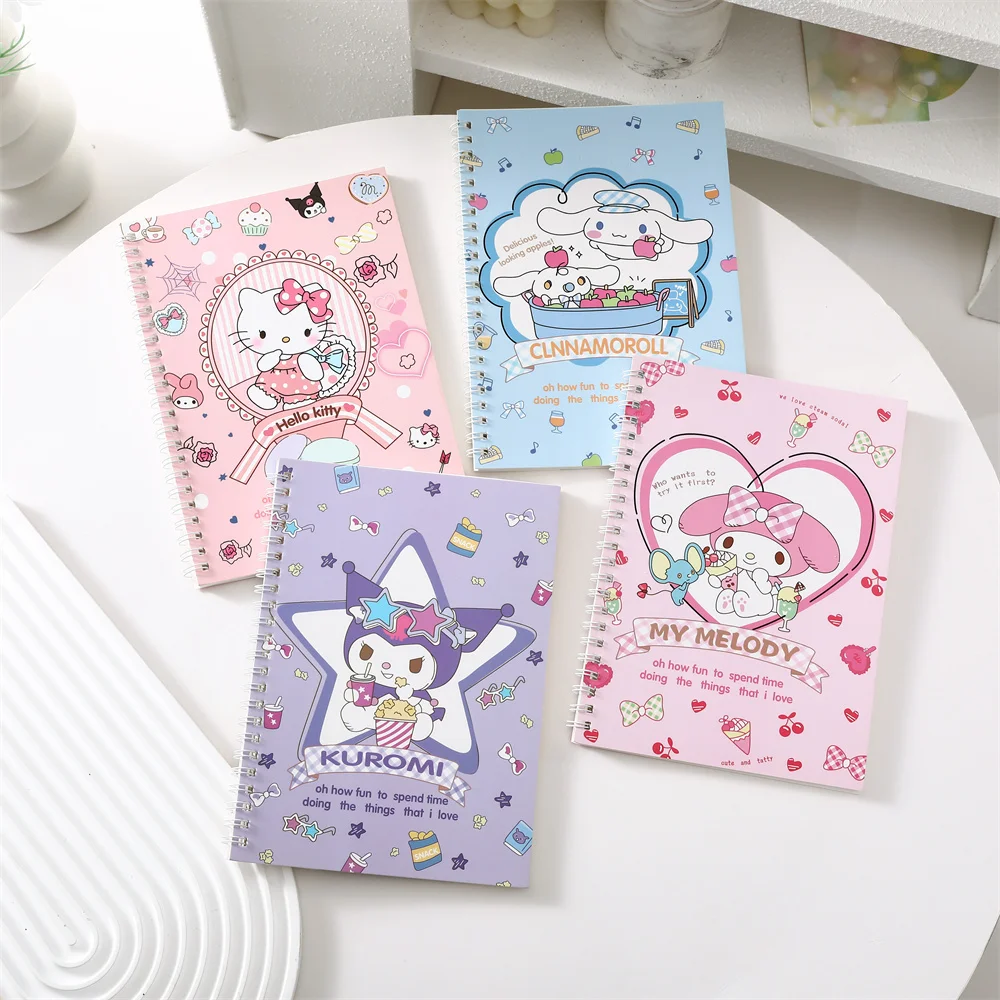 Kawaii Cartoon Hello Kitty A6 Notebooks Cute Kuromi Melody Cinnamoroll Anime Notepads Student Stationery Girl Diarybooks Gifts