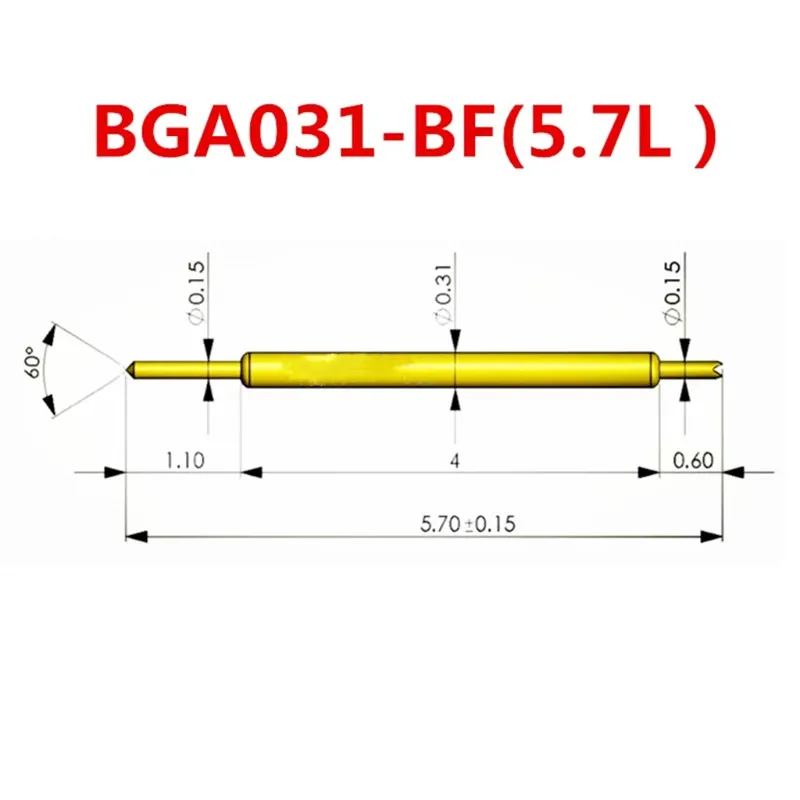 100PCS/Box BGA Double Head Pin 031-JJ BB BJ BF 5.7L Semiconductor Double Head Phone High Frequency Test Pin Two End Stretching