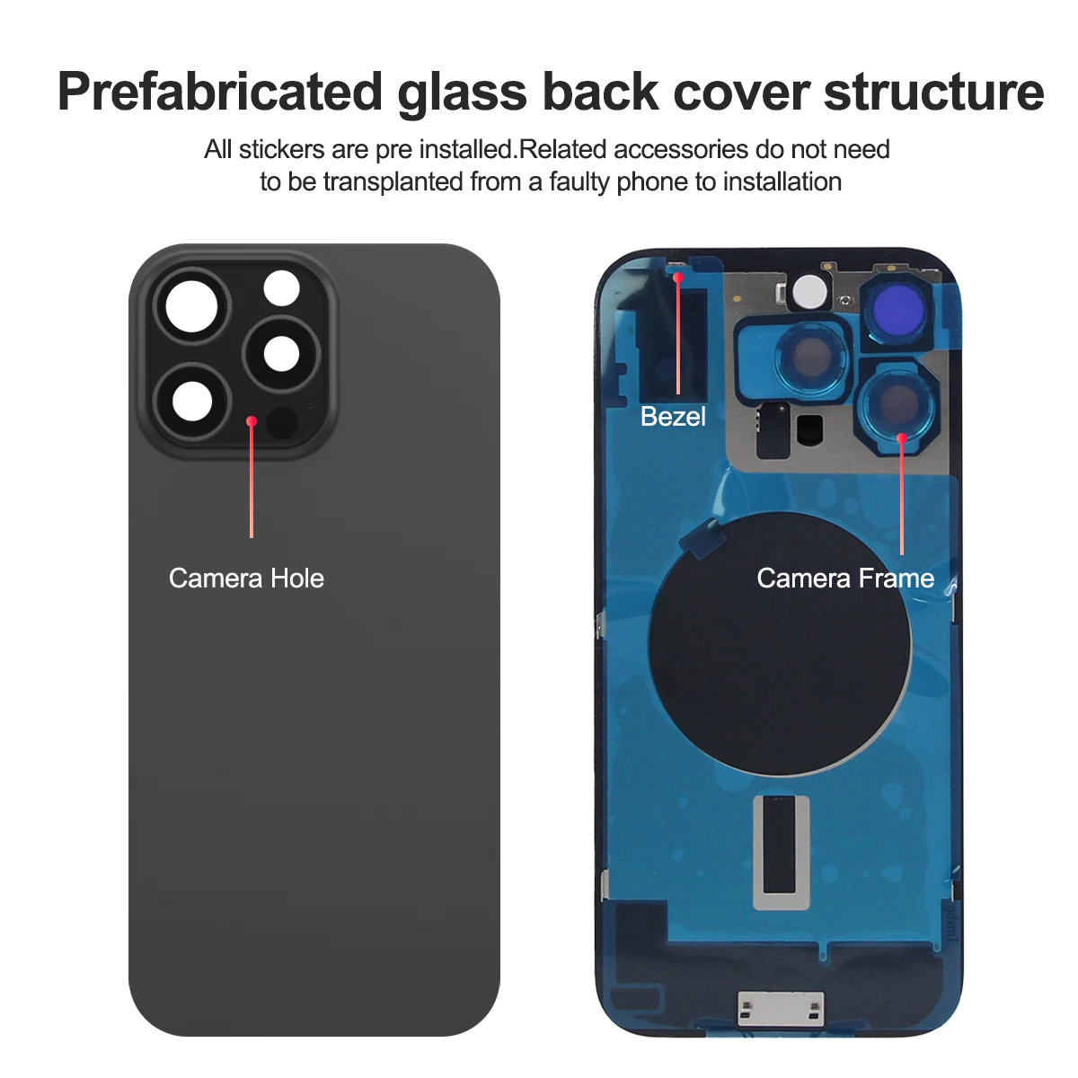 For iPhone 16 Pro Battery Back Cover with Camera Lens Rear Housing Case Replacement Glass Back Cover for iPhone 16 Pro Max