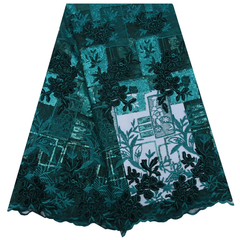 

Kalume African Tulle Lace Fabric 5Yards Nigerian Velvet Lace Fabric Net French Sequins Lace Fabric For Sew Dress Wedding A1752