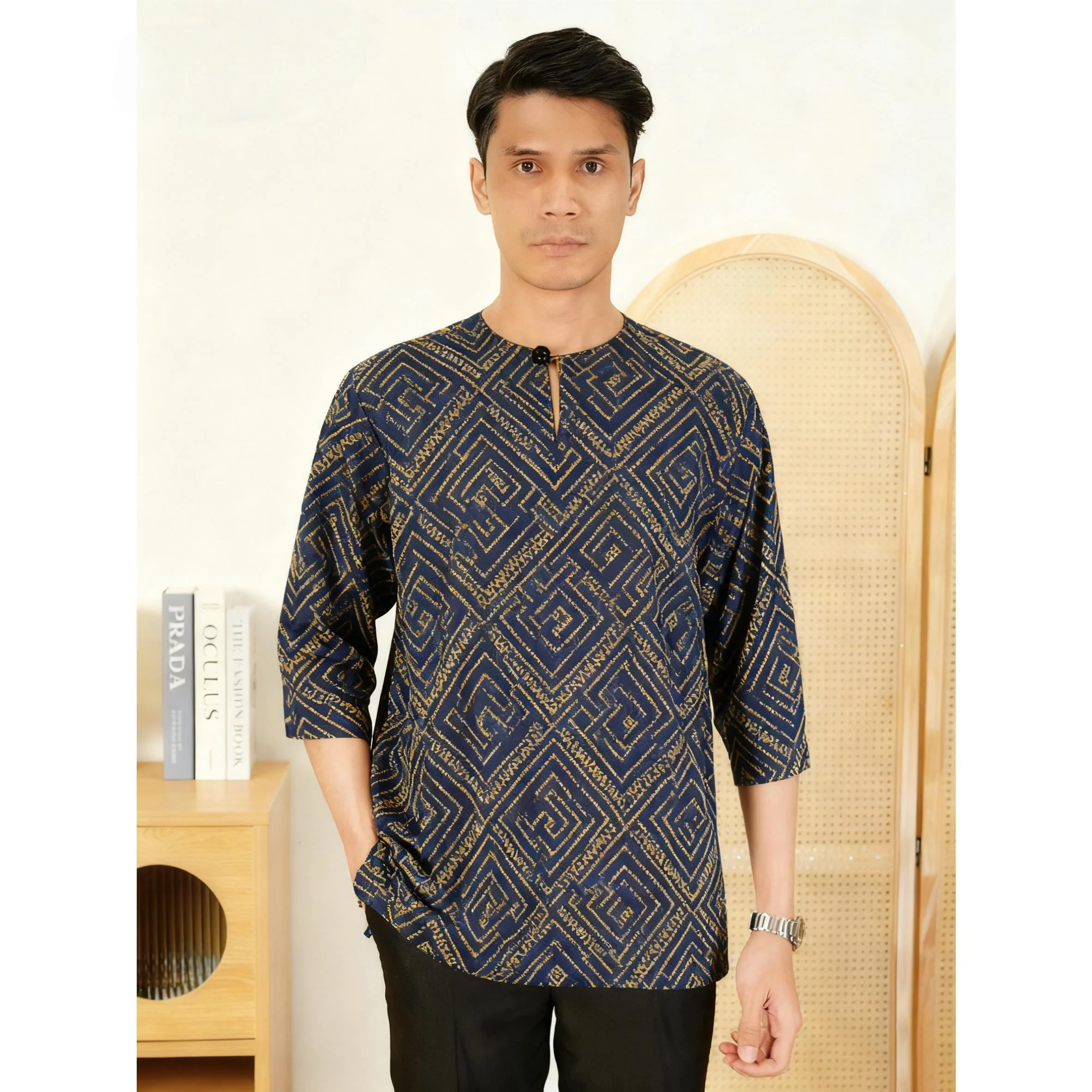 2026 الرجال المسلمات قصيرة الأكمام الإسلامية العربية المرقعة مخطط التطريز عيد مسلم تي شيرت جوبا عبايات فضفاضة غير رسمية Ropa #2