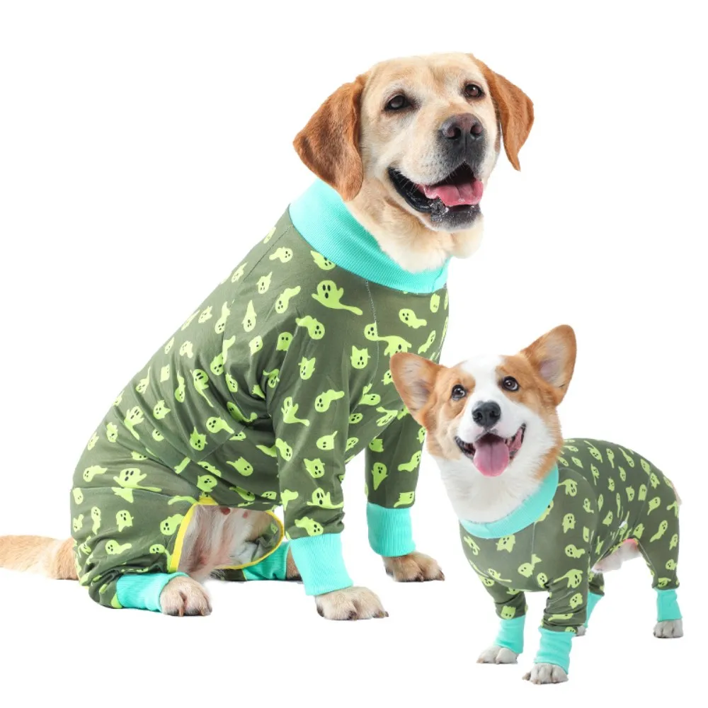 Pet 4 Leg Long Sleeve Pajamas Recovery Onesie For Anti Licking Wound Care Dogs Comfortable Anti-UV Onesie Jumpsuit Jammies