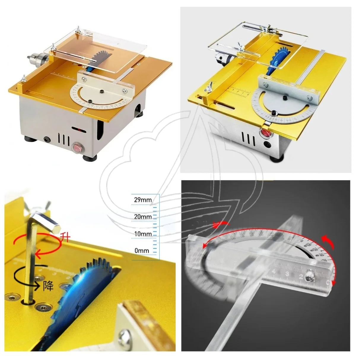 29MM Multifunctional Professional Mini Lift Table Saw, Low Energy Consumption Cutting Polishing Machine for Woodworking