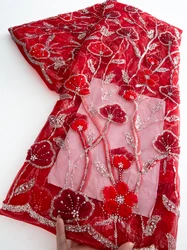 Tecidos de lantejoulas de malha francesa tecidos de renda africana tecido líquido nigeriano luxo de alta qualidade para vestidos de noite femininos, 2.5 jardas 4044
