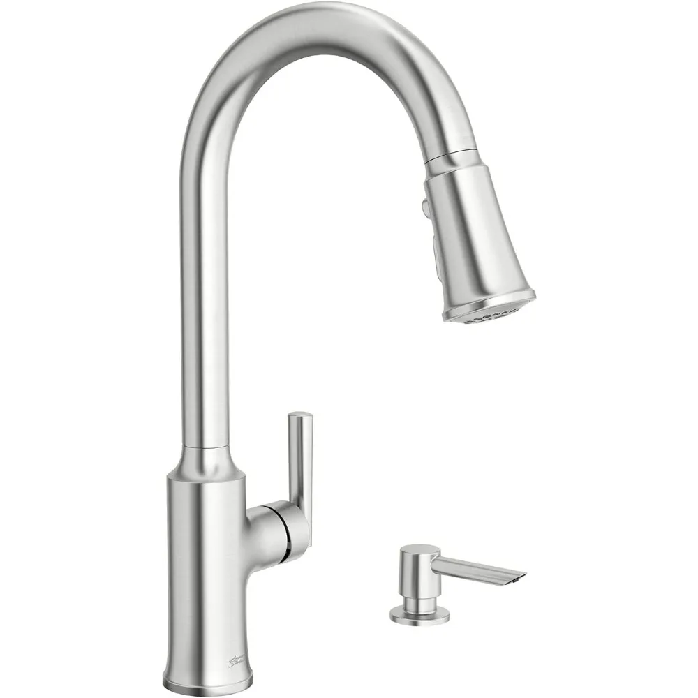 

Американский стандарт 7421300.075 Выдвижной кухонный смеситель Raviv с распылителем и дозатором мыла из нержавеющей стали