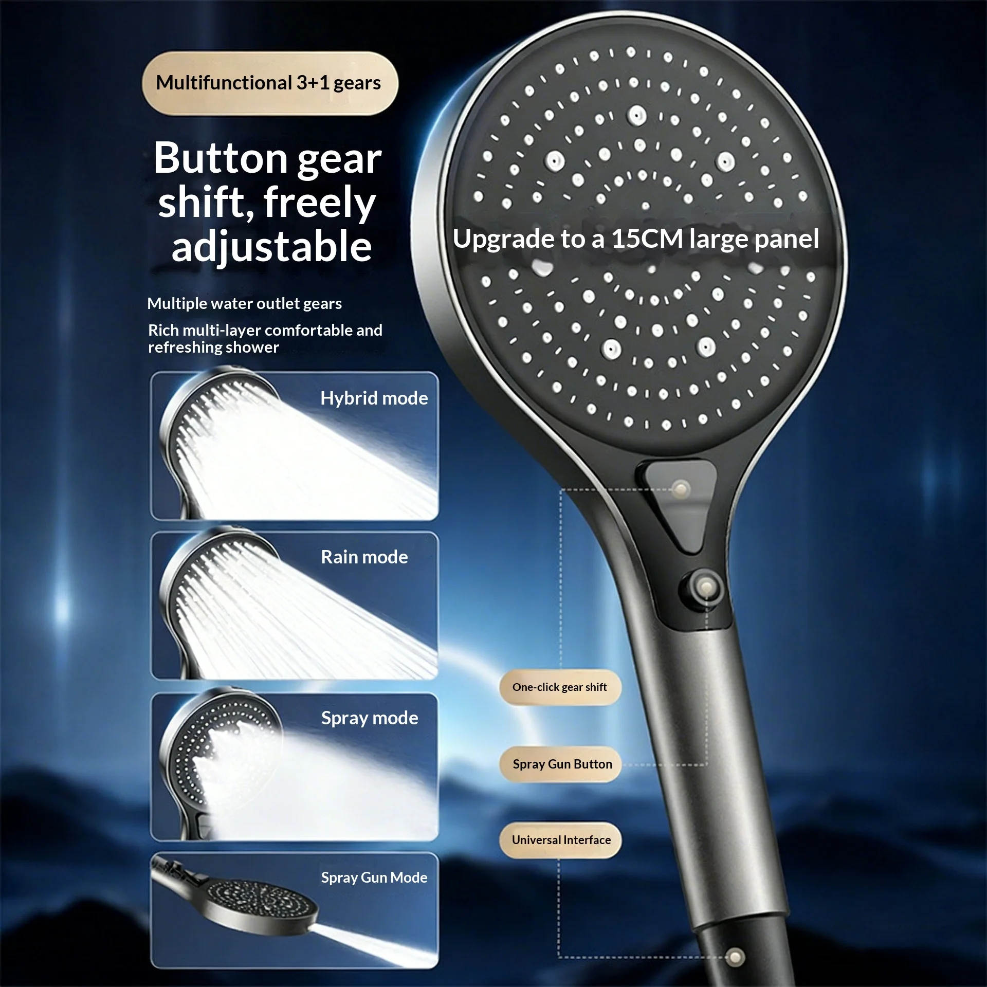

High-pressure Large Shower Head, Supercharged Household Bathroom Shower Nozzle for Water Heater Bathing