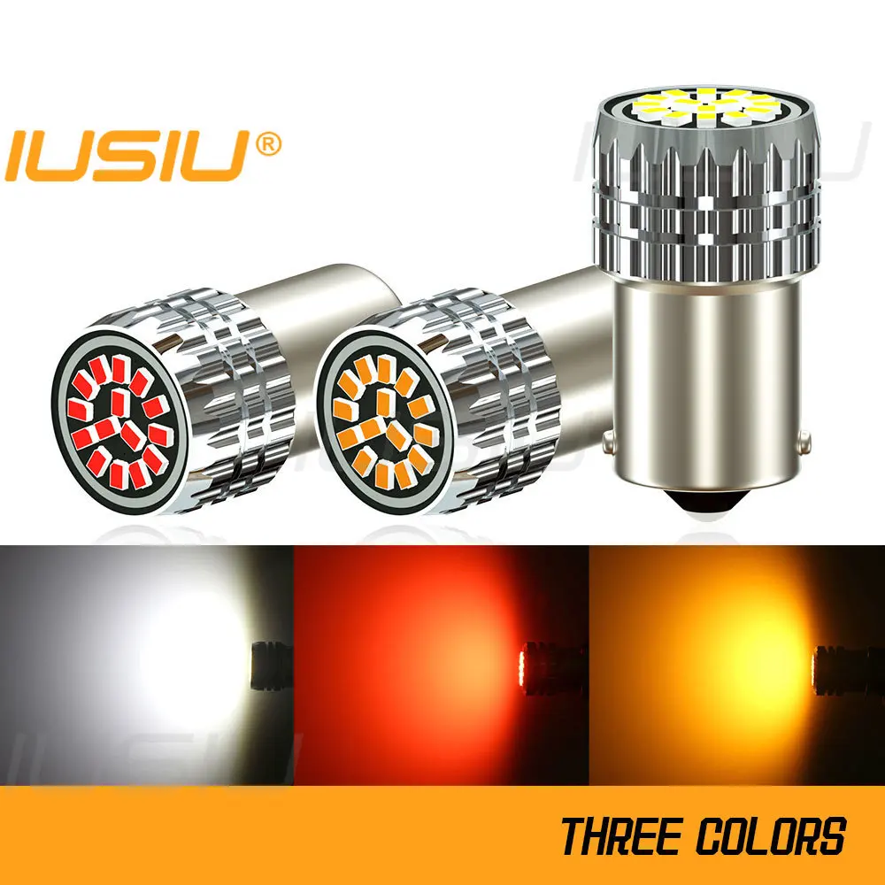 IUSIU 2PCS R5W R10W 1156 Led 1157 Bulb BAY15D BA15S P21W P21/5W Turn Brake Reverse Signal Parking Tail Lamp DRL Red Car Lights