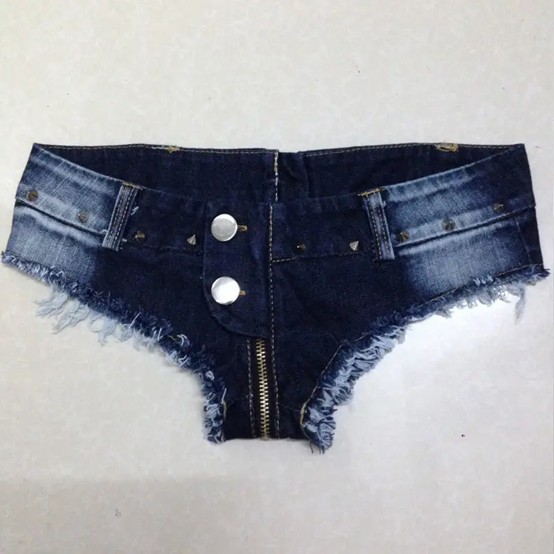 

Invisible Crotch Pants Nightclub Sexy Low-rise Denim Shorts Women's Super Shorts Washed Rough Edge Nightclub Passion and