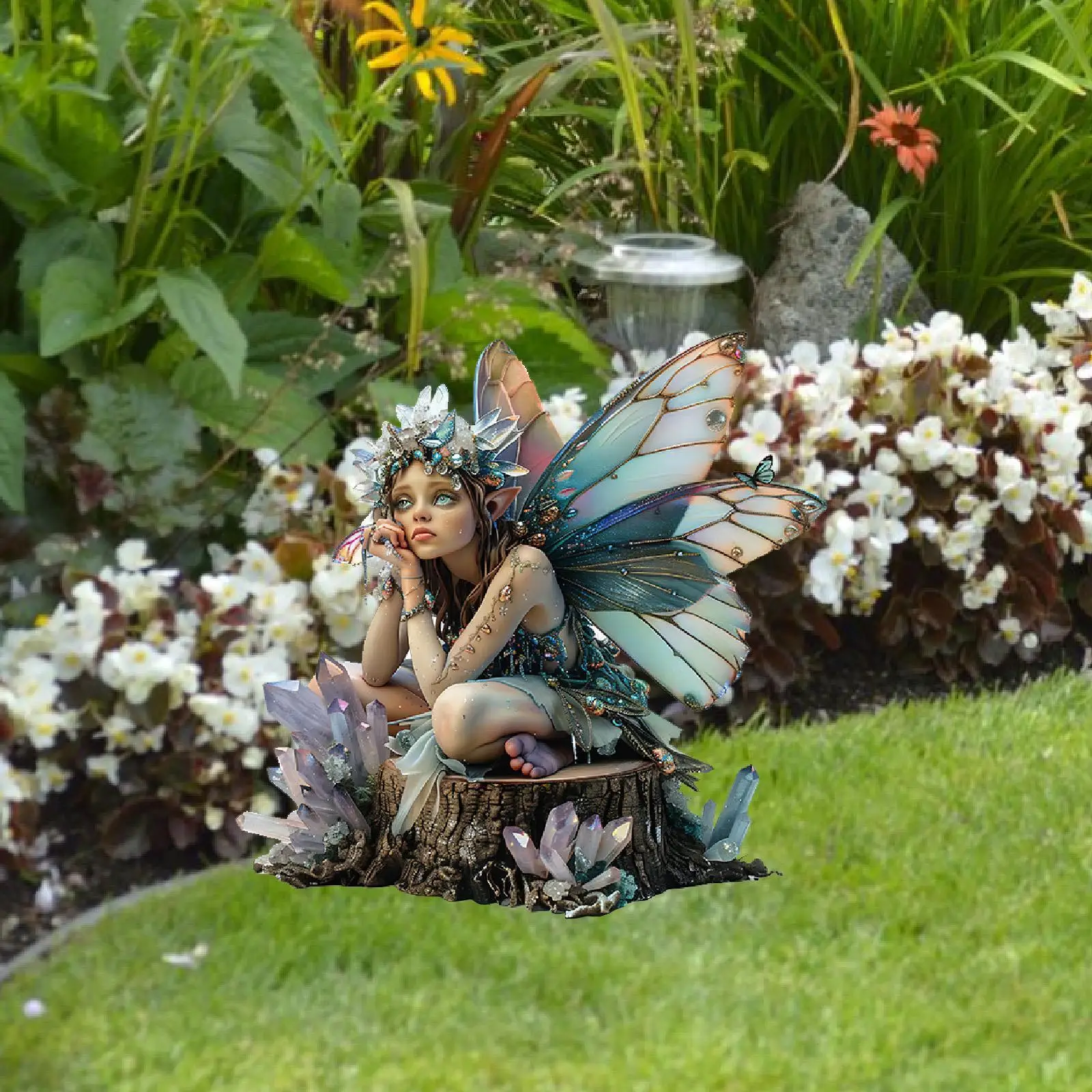 

Elf Fairy Decorative Garden Stake 2D Planter Pot Decor Yard Art Decor for Backyard Lawn Outside Landscape Indoor Outdoor