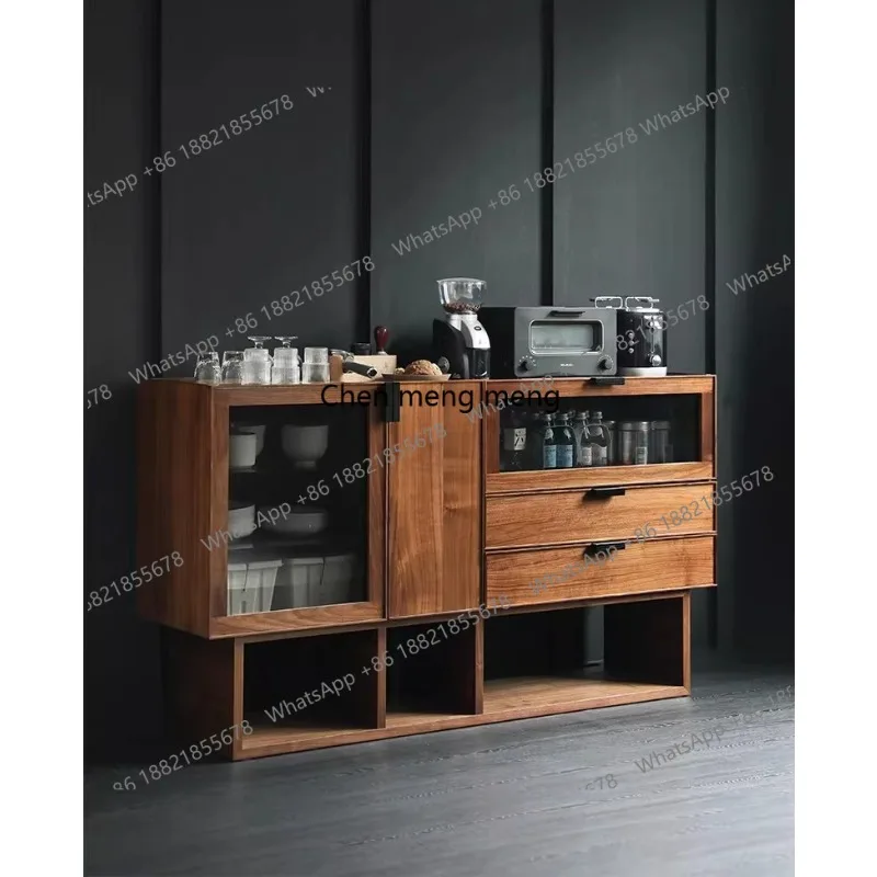 

Тумба-буфет из массива дерева, современный минималистичный шкаф для хранения в гостиной, пристенный, в стиле лайт-люкс, премиум-класса