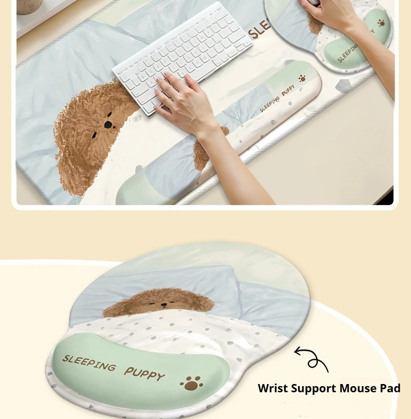 1 Piece Cute Sleeping Puppy Mouse Pad, Office Wrist Rest Pad, Soft Keyboard Hand Rest Desk Mat, Halloween and Christmas Gift
