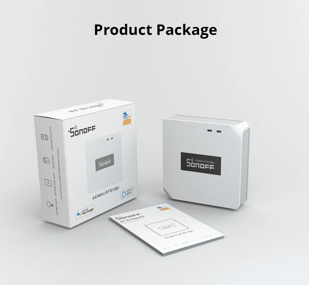 Sonoff rf bridge rf 433 rf conversor para wifi, módulo de casa inteligente, controle remoto, hub via ewelink alexa google