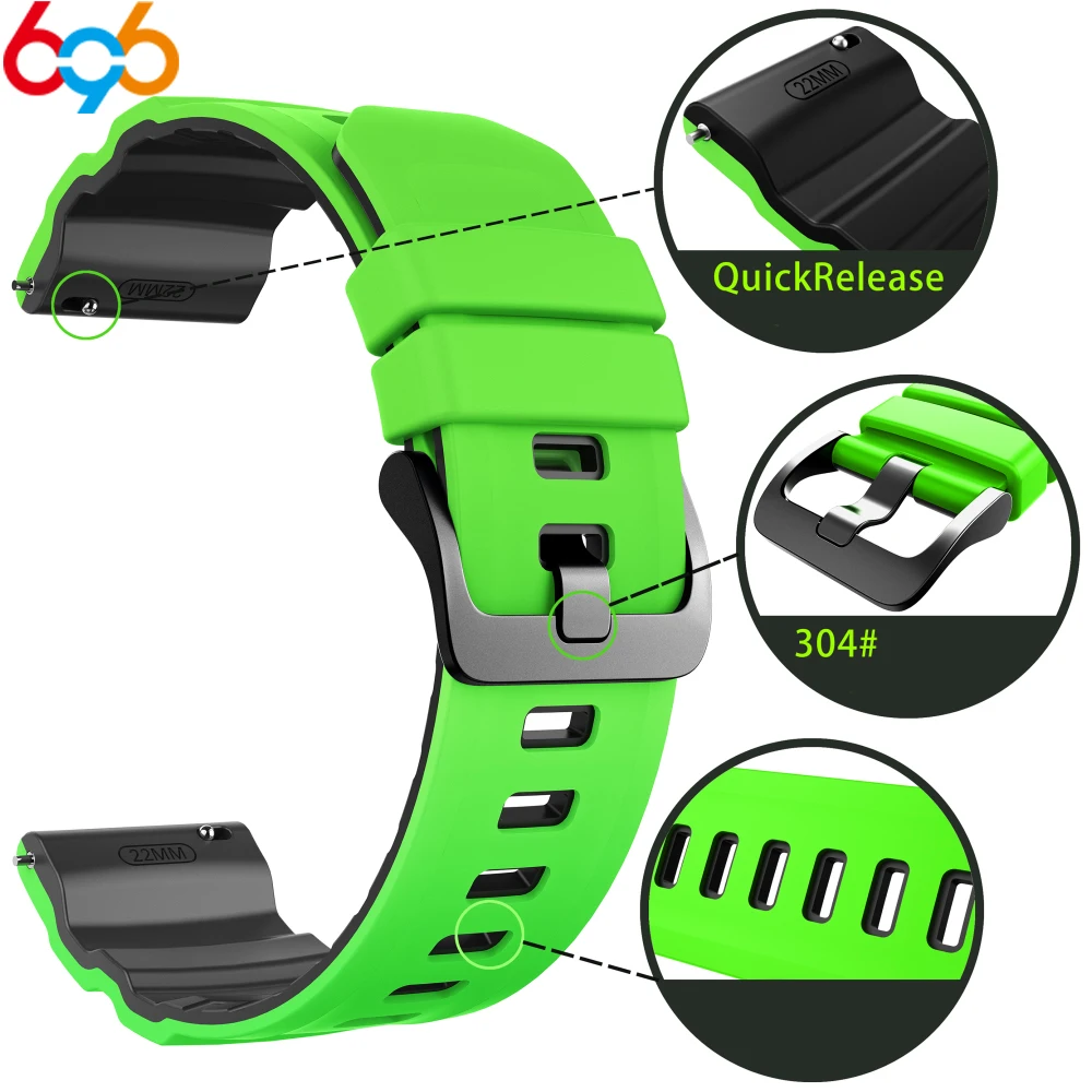 

Silicone Wrist Band For Huawei 22MM Universal Sports Watchband Men Two-Tone Replacement Straps Bracelet For Samsung For Xiaomi