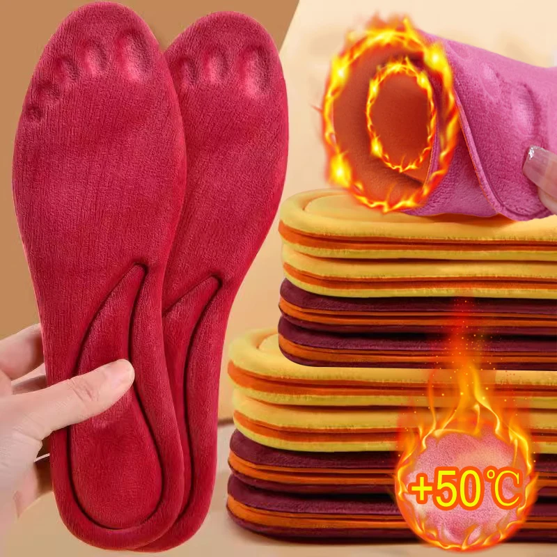 4pcs Winter Men Women Self Heating Insoles Thermostatic Thermal Insole Massage Memory Foam Arch Support Shoe Pads Heated Pads