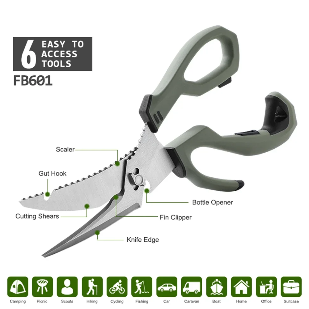 Outdoor Multifunctional Scissors Can Be Split Kitchen Fishbone Scissors Plastic Handle Bird Beak Scissors Multi-function Poultry