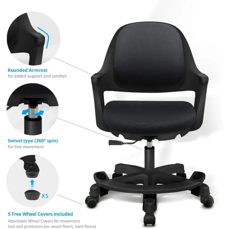 Kids Desk Chair: Ergonomic Kids Computer Chair | Adjustable  Office Chair with Wheels & Arms  Chairs for Girls and